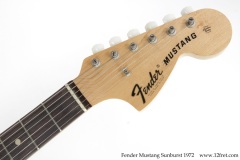 Fender Mustang Sunburst 1972 Head Front View