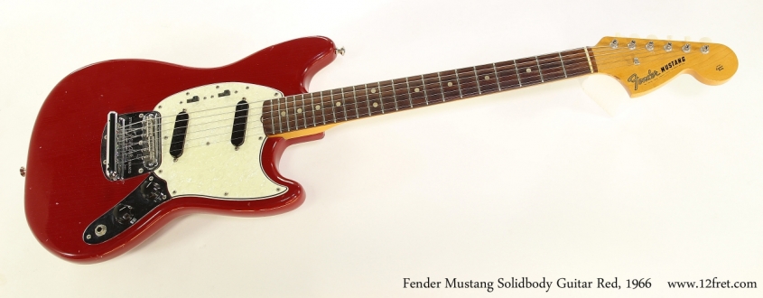 Fender Mustang Solidbody Guitar Red, 1966 Full Front View