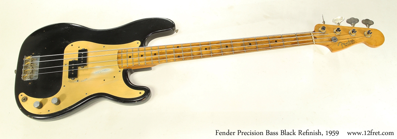 Fender Precision Bass Black Refinish, 1959   Full Front View