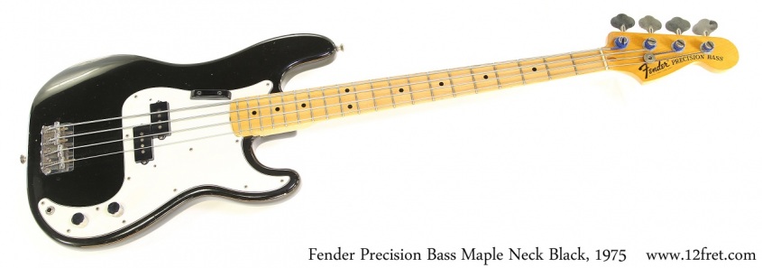 Fender Precision Bass Maple Neck Black, 1975 Full Front View