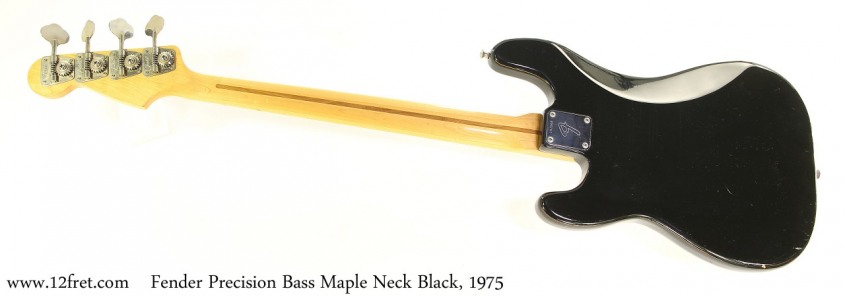 Fender Precision Bass Maple Neck Black, 1975 Full Rear View