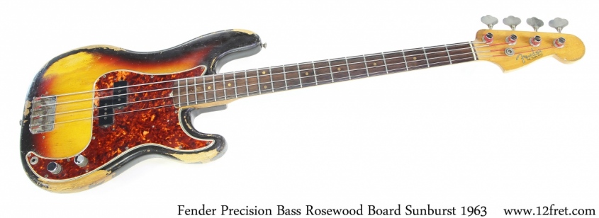 Fender Precision Bass Rosewood Board Sunburst 1963 Full Front View