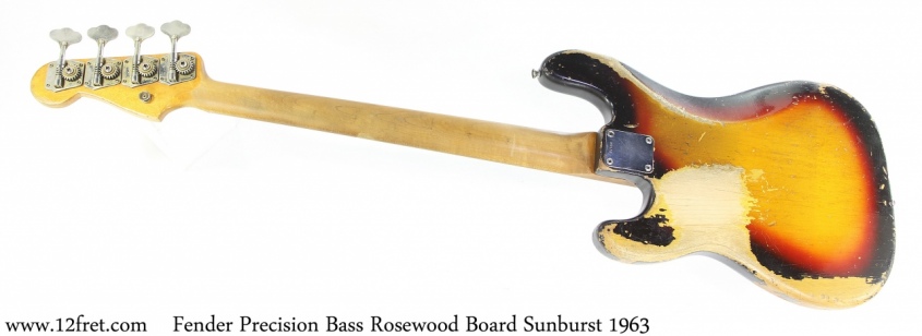 Fender Precision Bass Rosewood Board Sunburst 1963 Full Rear View