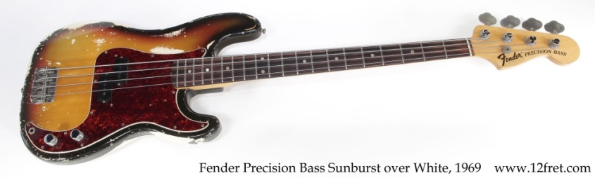 Fender Precision Bass Sunburst over White, 1969 Full Front View