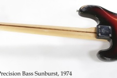 Fender Precision Bass Sunburst, 1974 Full Rear View