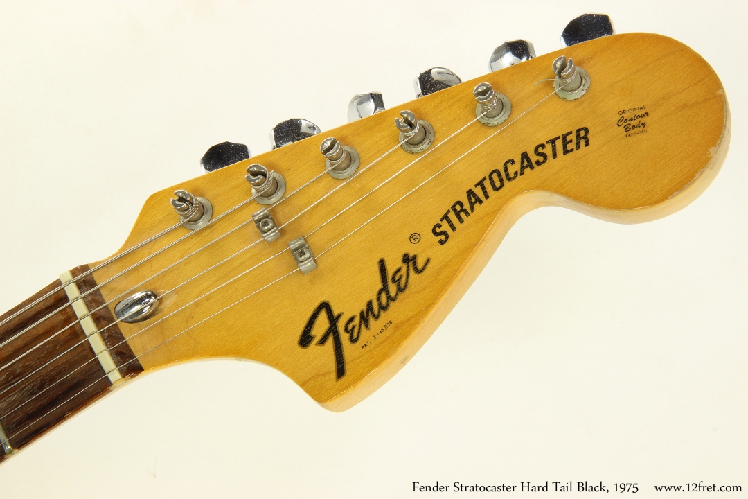 Fender Stratocaster Hard Tail Black, 1975  Head Front View