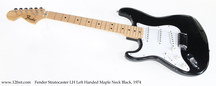 Fender Stratocaster LH Left Handed Maple Neck Black, 1974 Full Front View