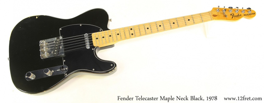 Fender Telecaster Maple Neck Black, 1978 Full Front View