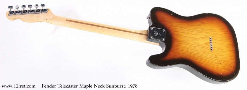 Fender Telecaster Maple Neck Sunburst, 1978 Full Rear View
