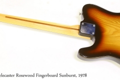 Fender Telecaster Rosewood Fingerboard Sunburst, 1978  Full Rear View
