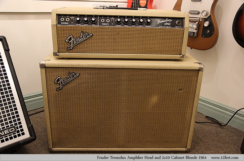 Fender Tremolux Amplifier Head and 2x10 Cabinet Blonde 1964   Full Front View
