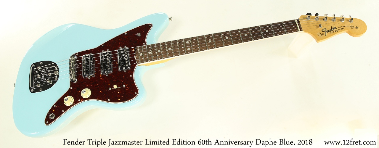 Fender Triple Jazzmaster Limited Edition 60th Anniversary Daphe Blue, 2018 Full Front View