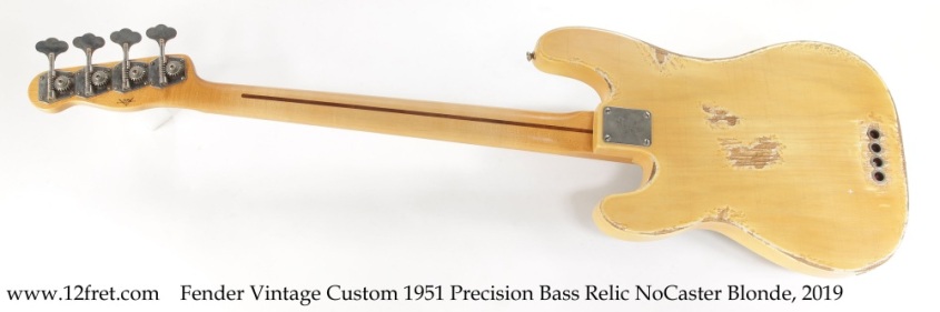 Fender Vintage Custom 1951 Precision Bass Relic NoCaster Blonde, 2019 Full Rear View