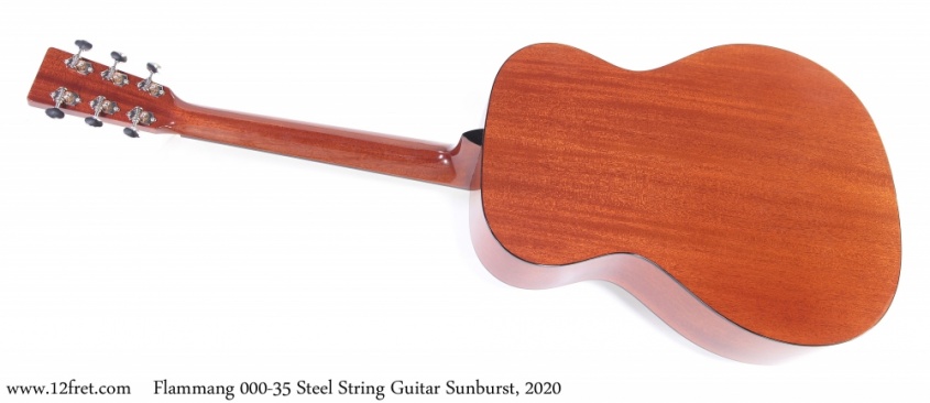 Flammang 000-35 Steel String Guitar Sunburst, 2020 Full Rear View