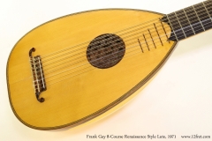 Frank Gay 8-Course Renaissance Style Lute, 1971 Top View