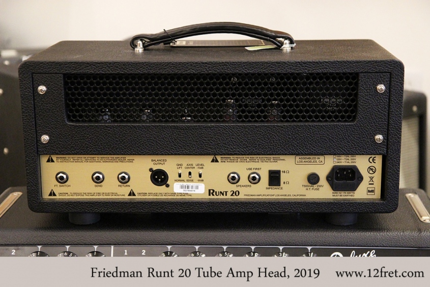Friedman Runt 20 Tube Amp Head, 2019 Full Rear View