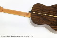Fritz Mueller Classical Doubletop Guitar Ziricote, 2013  Full Rear View