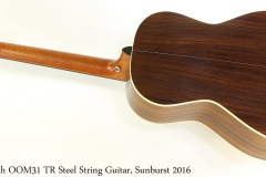 Furch OOM31 TR Steel String Guitar, Sunburst 2016 Full Rear View