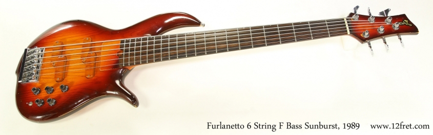 Furlanetto 6 String F Bass Sunburst, 1989   Full Rear VIew