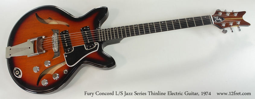 Fury Concord L/S Jazz Series Thinline Electric Guitar, 1974 Full Front View