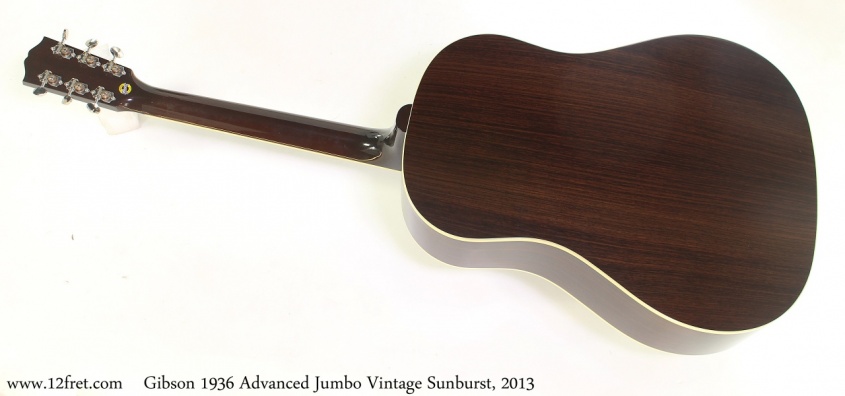 Gibson 1936 Advanced Jumbo Vintage Sunburst, 2013 Full Rear View