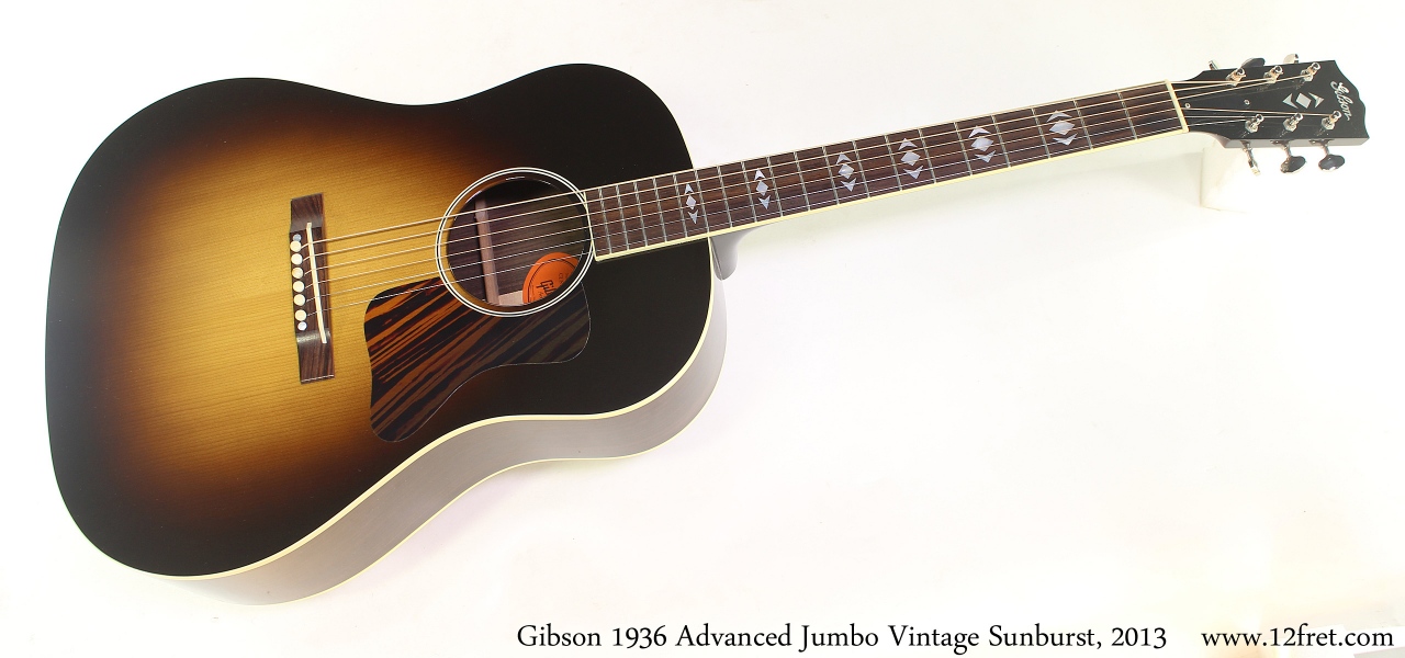 Gibson 1936 Advanced Jumbo Vintage Sunburst, 2013 Full Front View