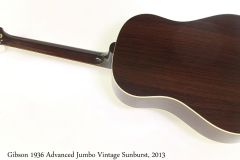 Gibson 1936 Advanced Jumbo Vintage Sunburst, 2013 Full Rear View