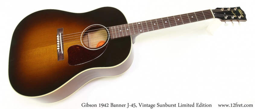 Gibson 1942 Banner J-45, Vintage Sunburst Limited Edition Full Front View