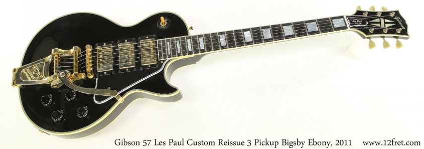 Gibson 57 Les Paul Custom Reissue 3 Pickup Bigsby Ebony, 2011 Full Front View