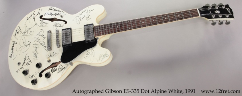 Autographed Gibson ES-335 Dot Alpine White, 1991 Full Front View