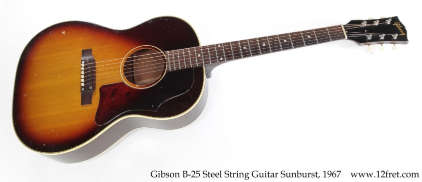 Gibson B-25 Steel String Guitar Sunburst, 1967 Full Front View