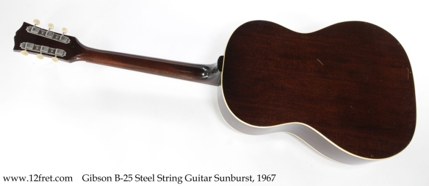 Gibson B-25 Steel String Guitar Sunburst, 1967 Full Rear View