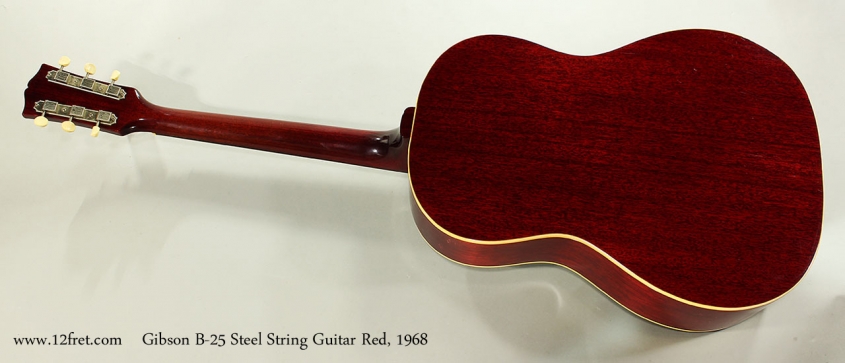Gibson B-25 Steel String Guitar Red, 1968 Full Rear View