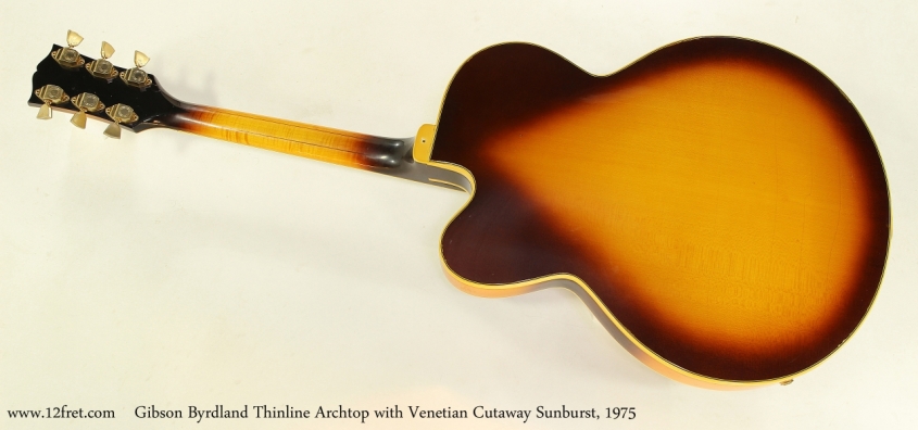 Gibson Byrdland Thinline Archtop with Venetian Cutaway Sunburst, 1975  Full Rear VIew