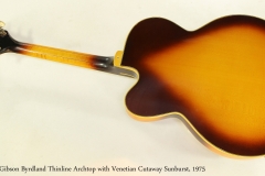 Gibson Byrdland Thinline Archtop with Venetian Cutaway Sunburst, 1975  Full Rear VIew