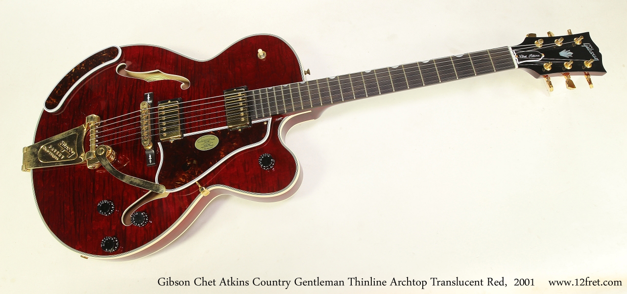 Gibson Chet Atkins Country Gentleman Thinline Archtop Translucent Red,  2001  Full Front View