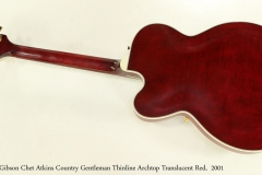 Gibson Chet Atkins Country Gentleman Thinline Archtop Translucent Red,  2001  Full Rear View