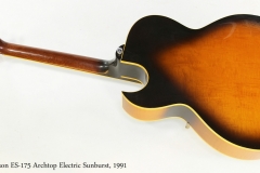 Gibson ES-175 Archtop Electric Sunburst, 1991  Full Rear View