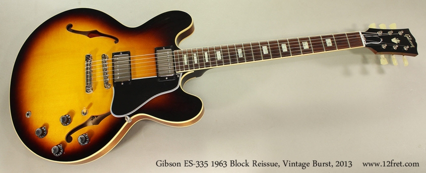 Gibson ES-335 1963 Block Reissue, Vintage Burst, 2013 Full Front View