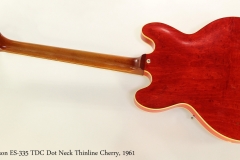 Gibson ES-335 TDC Dot Neck Thinline Cherry, 1961  Full Rear VIew