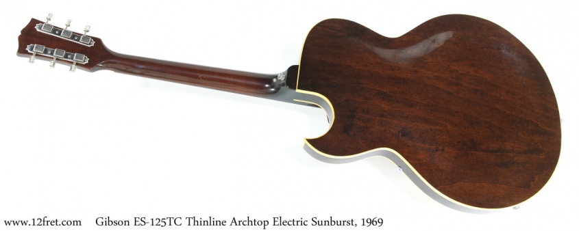 Gibson ES-125TC Thinline Archtop Electric Sunburst, 1969 Full Rear View