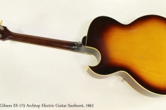 Gibson ES-175 Archtop Electric Guitar Sunburst, 1962 Full Rear View