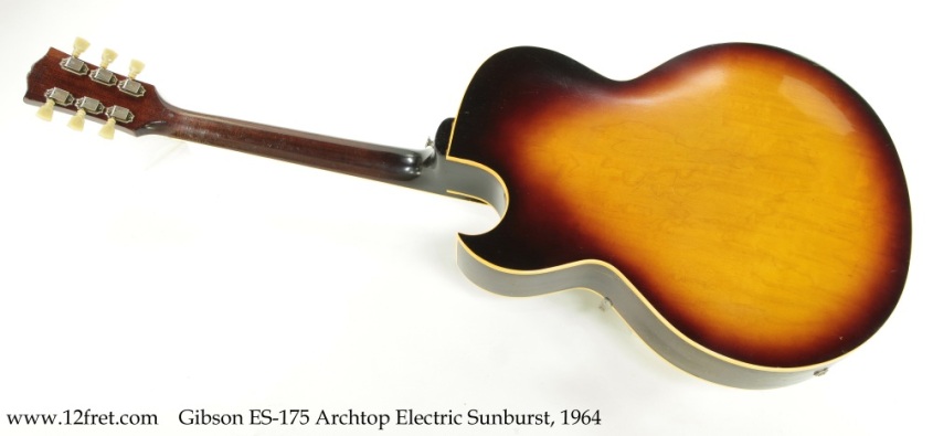 Gibson ES-175 Archtop Electric Sunburst, 1964 Full Rear View