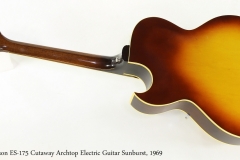 Gibson ES-175 Cutaway Archtop Electric Guitar Sunburst, 1969   Full Rear View