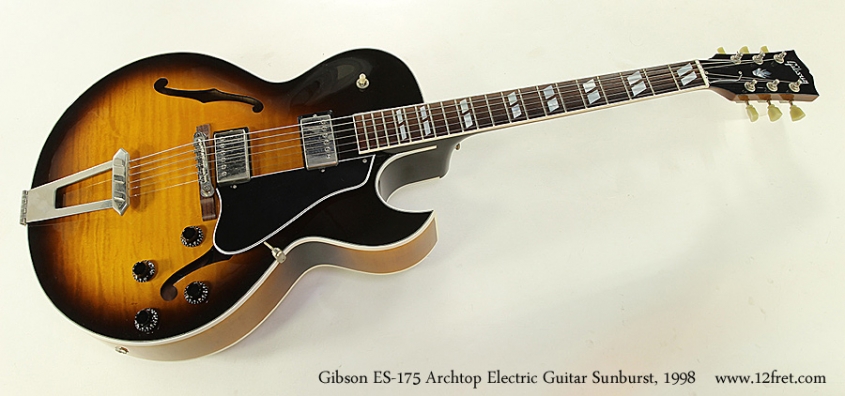 Gibson ES-175 Archtop Electric Guitar Sunburst, 1998 Full Front View