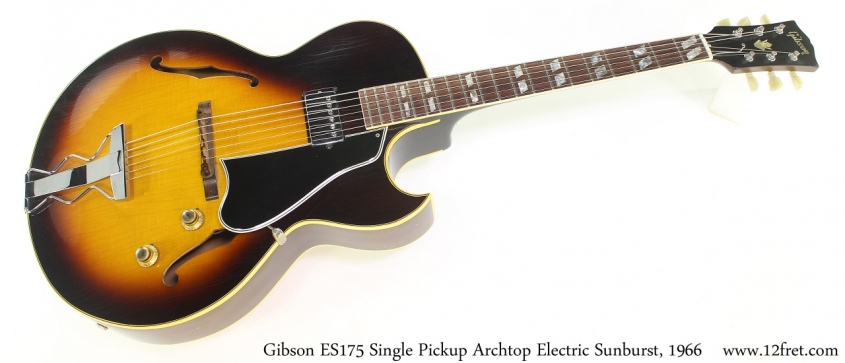 Gibson ES175 Single Pickup Archtop Electric Sunburst, 1966 Full Front View