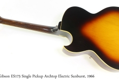 Gibson ES175 Single Pickup Archtop Electric Sunburst, 1966 Full Rear View