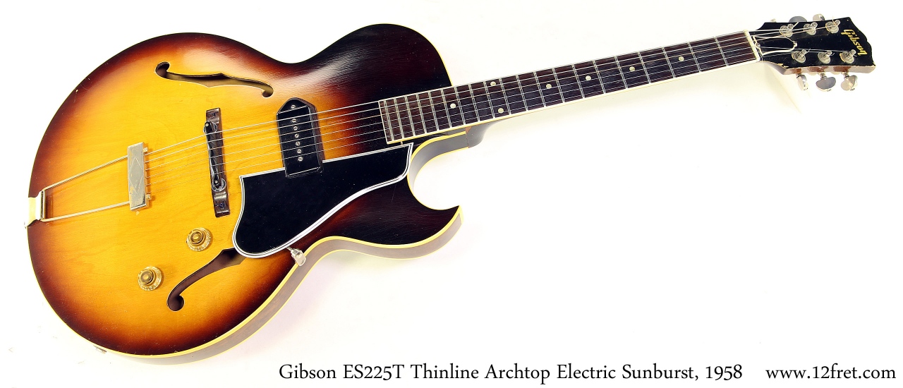 Gibson ES225T Thinline Archtop Electric Sunburst, 1958 Full Front View