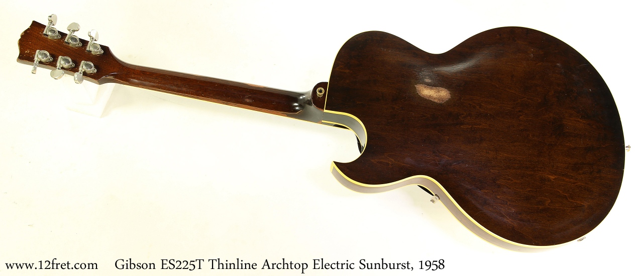 Gibson ES225T Thinline Archtop Electric Sunburst, 1958 Full Rear View