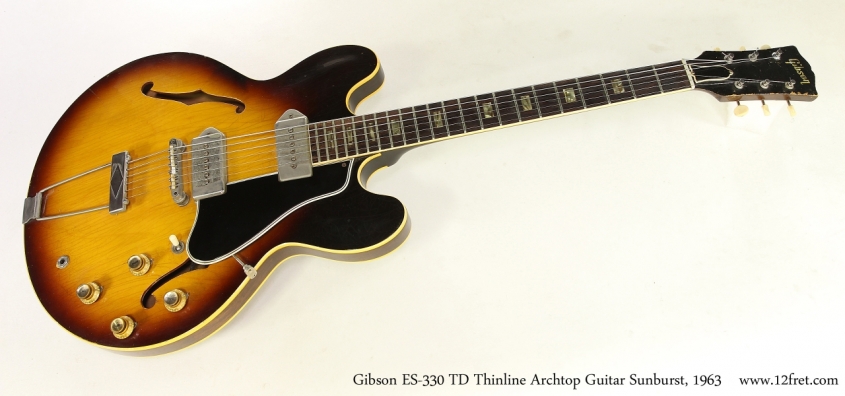 Gibson ES-330 TD Thinline Archtop Guitar Sunburst, 1963  Full Front View
